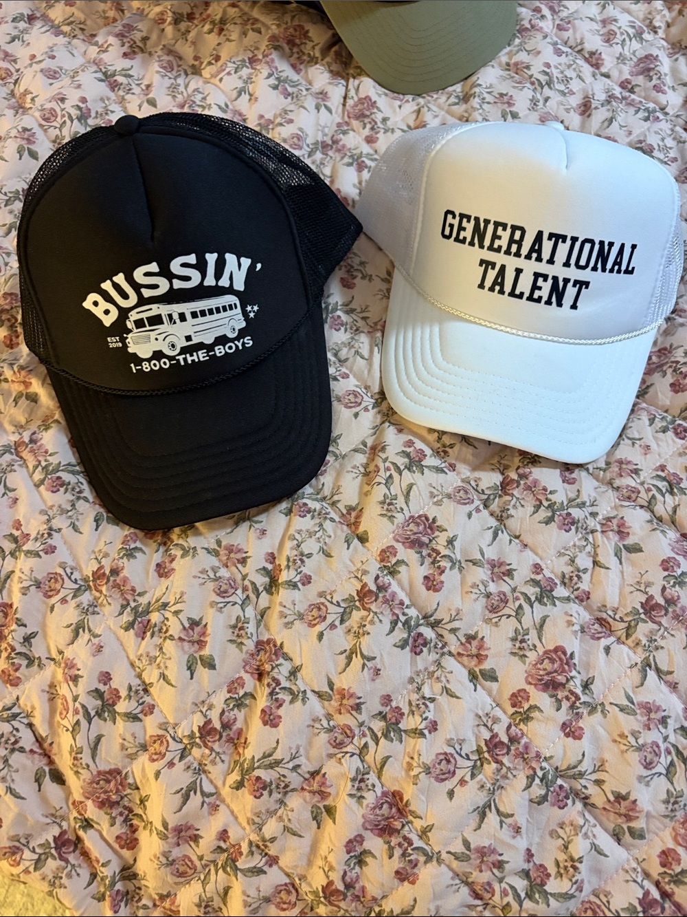 Bussin' Black Trucker Hat & Generational Talent White Trucker Hat